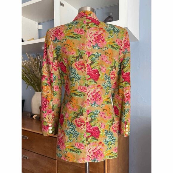 Vintage 90’s GAP Floral Linen Cotton Blazer Boyfriend Jacket Cottagecore - Picture 3 of 8